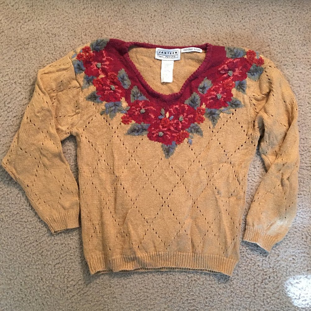 Jantzen embroidered floral sweater